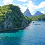 bridge between two beaches with pitons